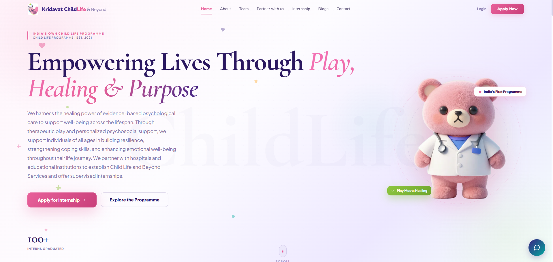 Kridavat ChildLife & Beyond homepage